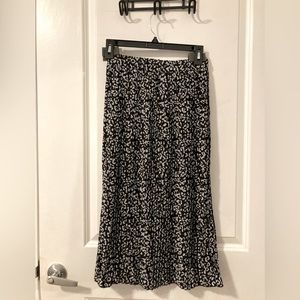 Polyester pleated cow print midi skirt